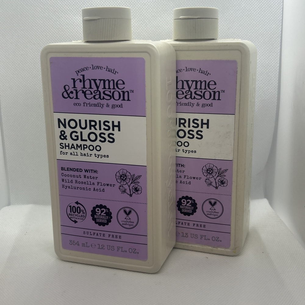 2 X Rhyme & Reason Eco Friendly & Good 12oz Nourish & Gloss Shampoo Wild Rosella